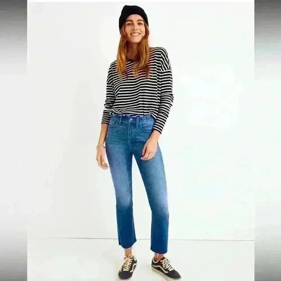 Madewell High Rise Cali Demi-Boot Jeans -Kemper Wash: Back-Seam Edition Size 27 - Picture 1 of 14